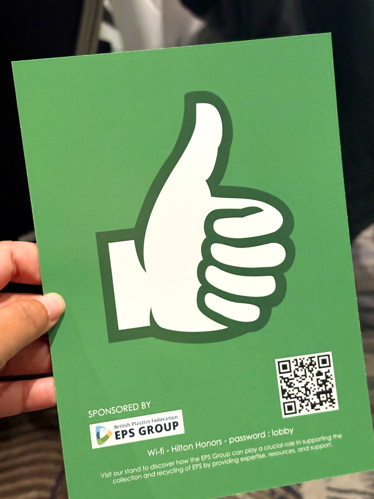 expanded polystyrene EPS - Voting paddles sponsored by the EPS Group, symbolising the spirit of engagement and partnership that drives progress in recycling