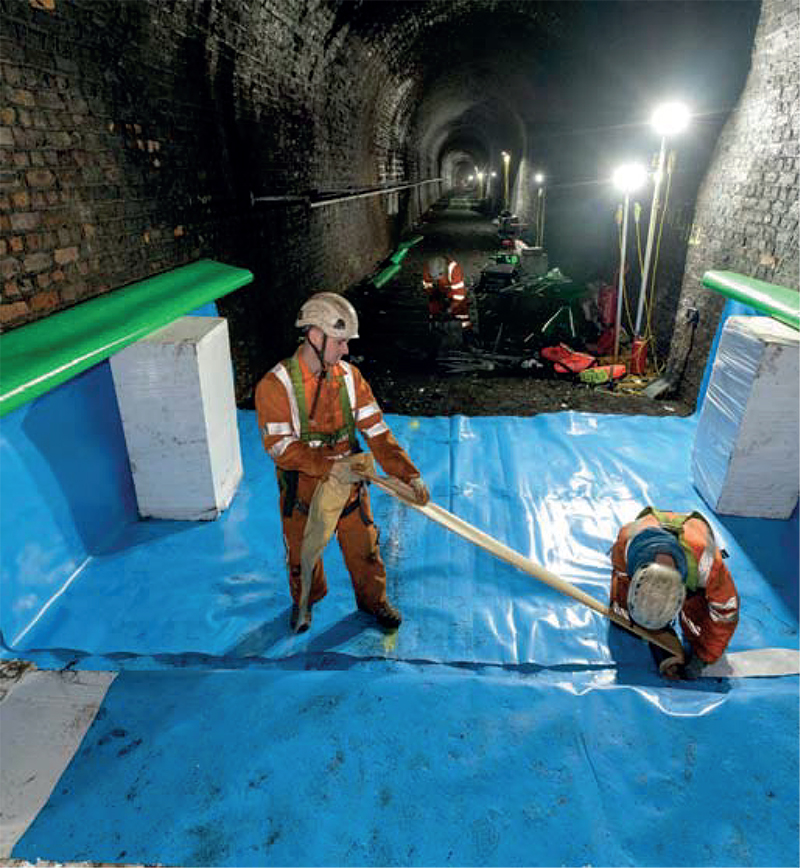 St Margaret's Head Railway Tunnel – Installation of a VOC- and hydrocarbon resistant membrane to protect the expanded polystyrene (EPS) blocks from residual contamination